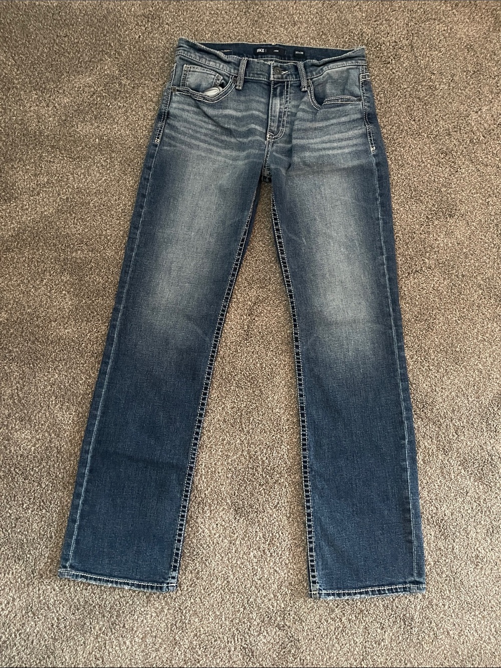 BKE Men's Medium Blue Slim Straight Jeans